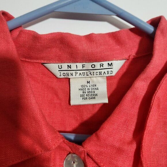 Vtg 90s Uniform John Paul Richards Size Med Pink Linen Dress Jacket Blouse Set - Picture 5 of 8